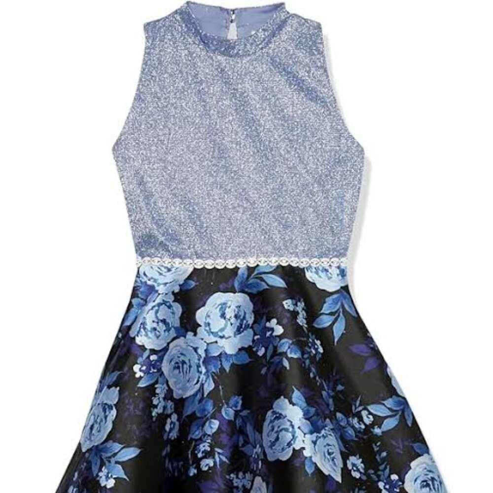 Brand Speechless Size 8  Floral Blue glitter